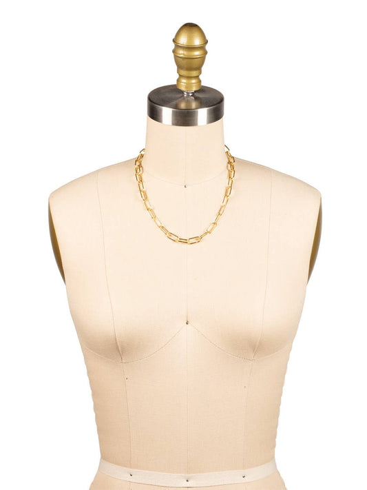 10K Gold Plated Chunky Paperclip Tennis Necklace, 16-20in: Metallic