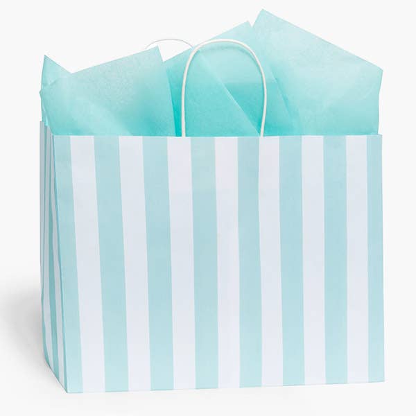 Aqua Cabana Stripe Paper Gift Bags: 125 Pack / Assortment