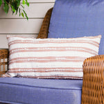 Romy 12X22" Handwoven Striped Indoor/Outdoor Throw Pillow: Blue