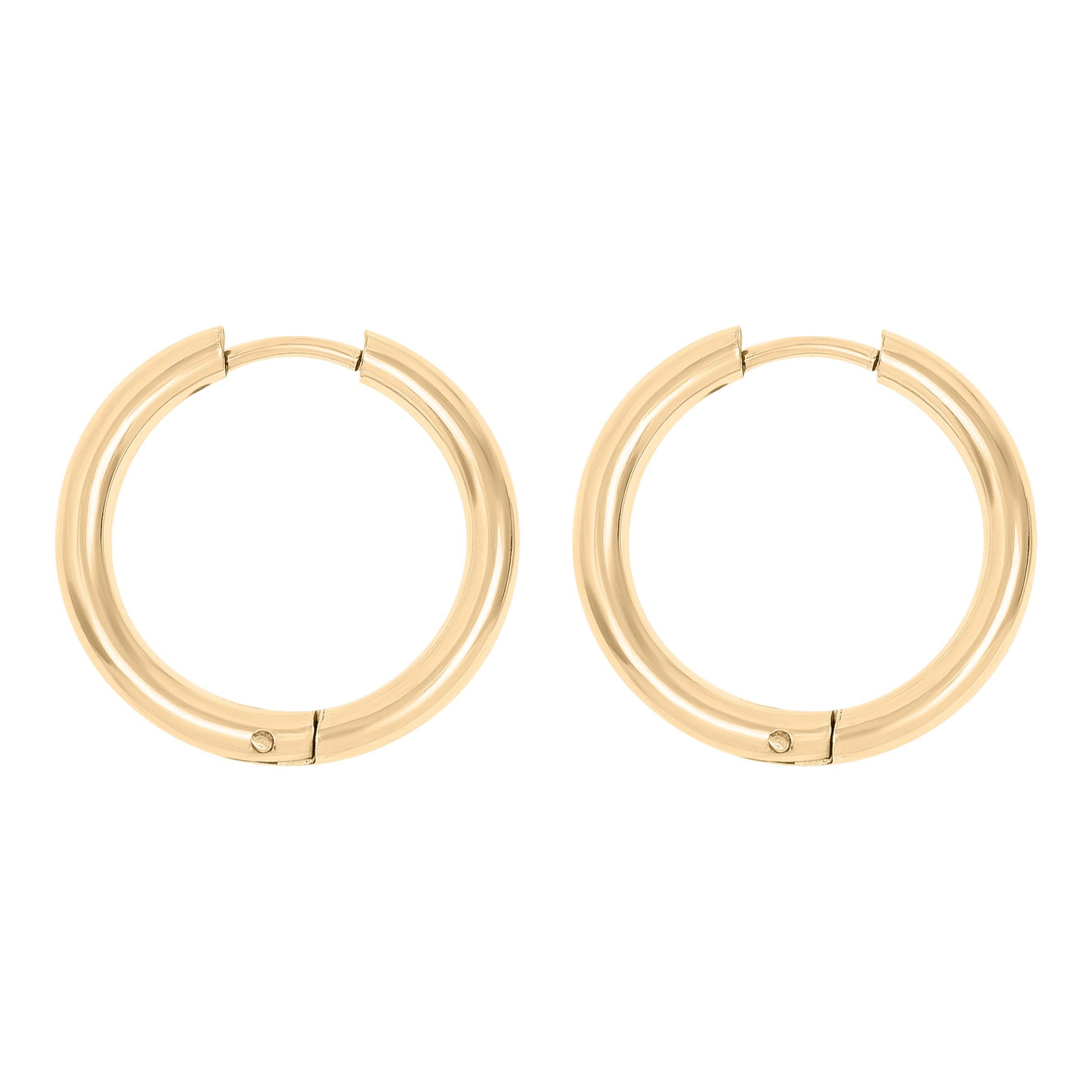 18K Gold PVD Stainless Steel Circle Huggie Hoop Earrings: Gold / 18mm