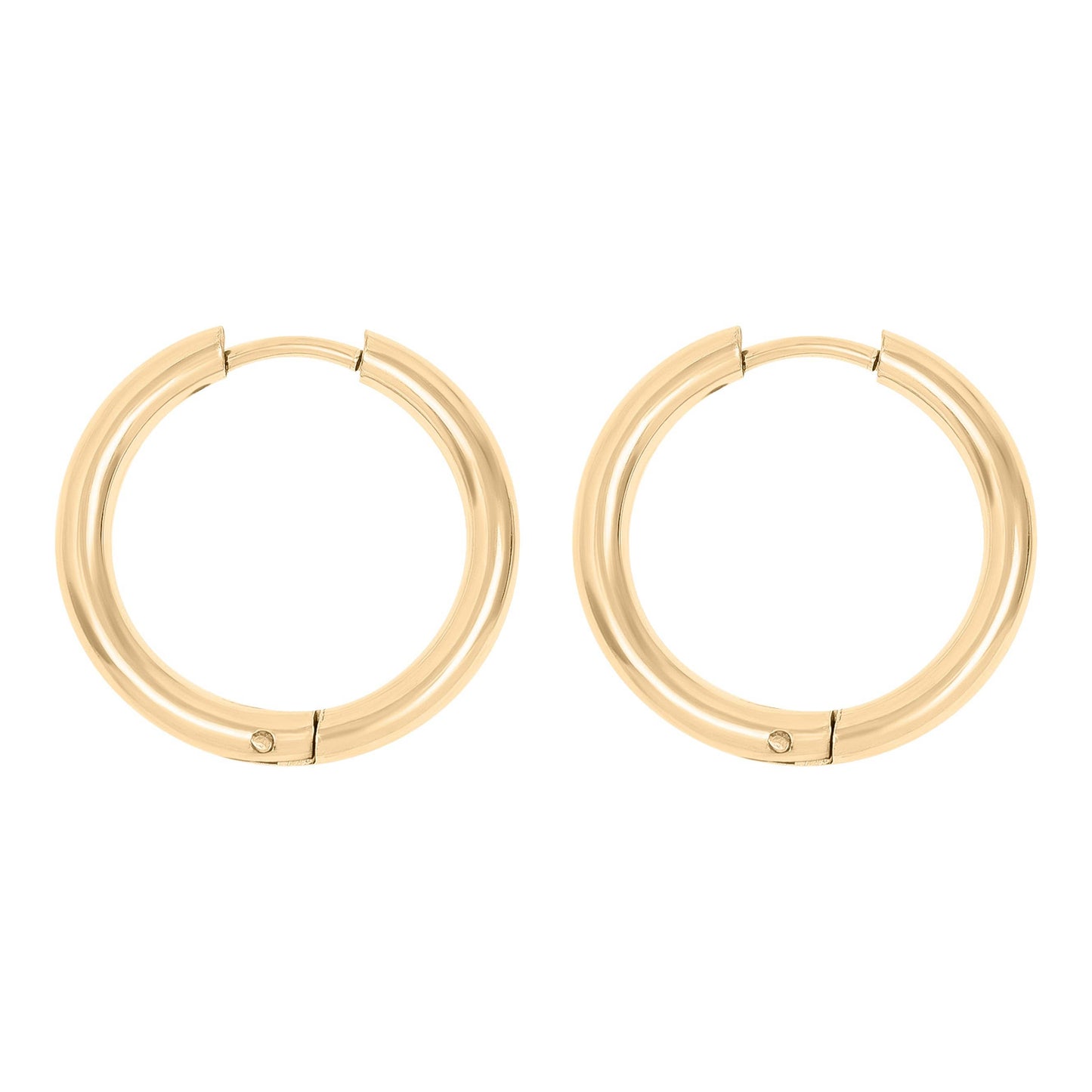 18K Gold PVD Stainless Steel Circle Huggie Hoop Earrings: Gold / 18mm