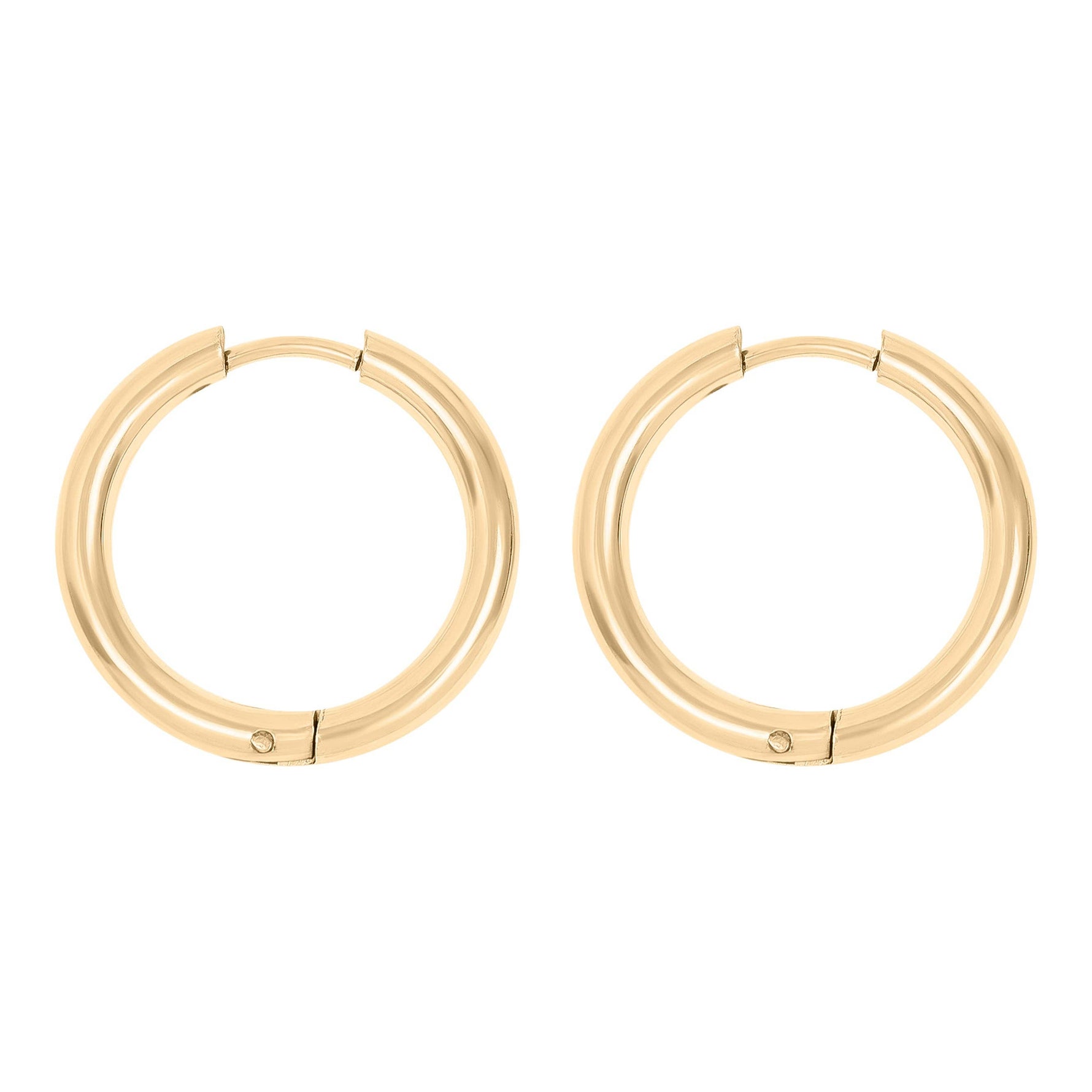 18K Gold PVD Stainless Steel Circle Huggie Hoop Earrings: Gold / 18mm