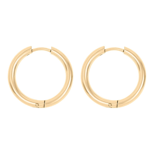 18K Gold PVD Stainless Steel Circle Huggie Hoop Earrings: Gold / 18mm