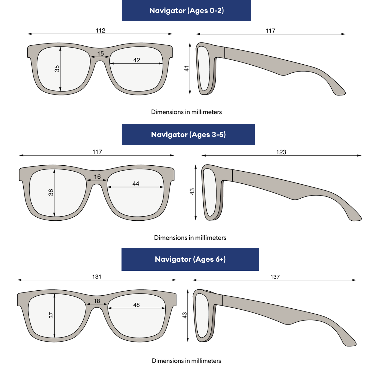Jet Black Polarized Navigator | Cobalt Mirrored Lens: Ages 3-5