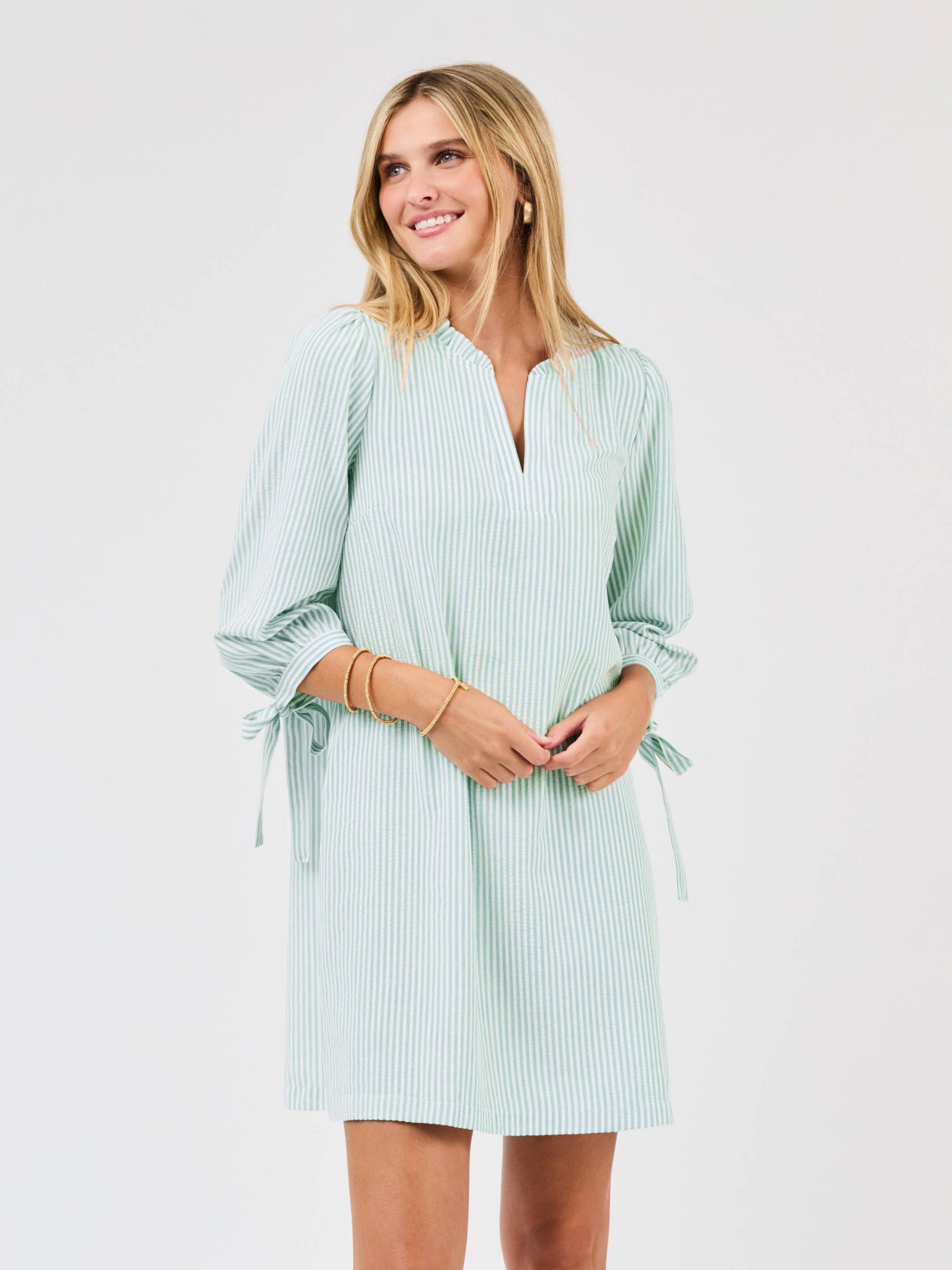 Lainey Dress | Seafoam/White: XS