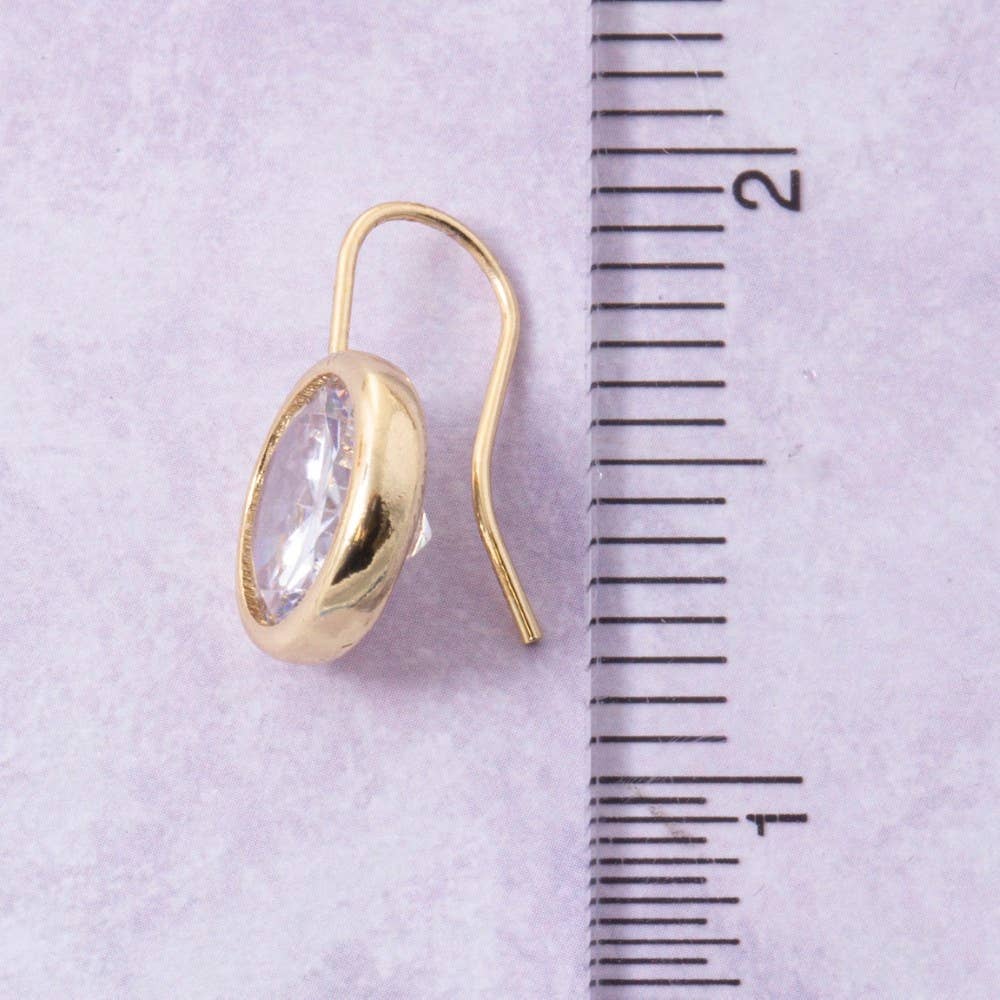 Gold Dipped Circle Cut Cz Dangle Earrings