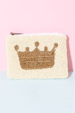 White Beaded Golden Crown Coin Purse