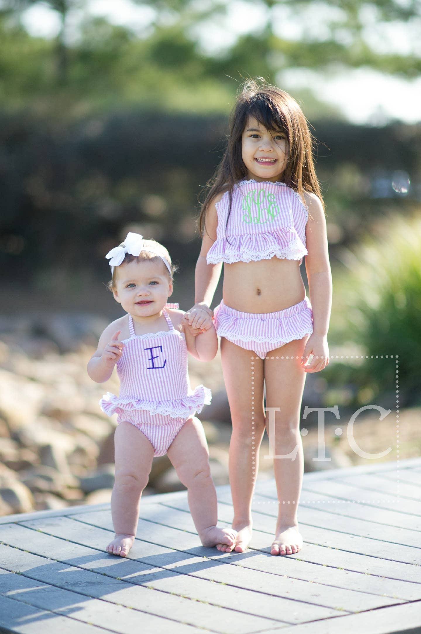 SALE Seersucker Lace Trimmed One Piece - Pink: 2t