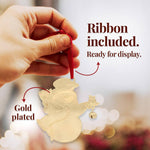 Snowman with Jingle Bell Gold Christmas Ornament