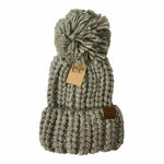 CC Chunky Knit Yarn Pom Beanie: Clay