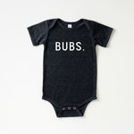 BUBS. Onesie - Baby Boy Clothes: Cream with words in white / 3/6M