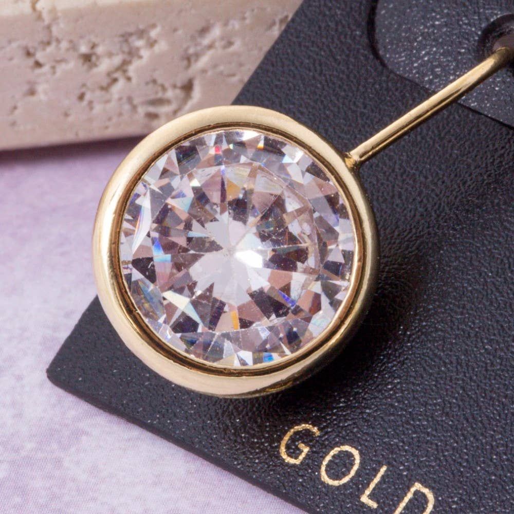 Gold Dipped Circle Cut Cz Dangle Earrings