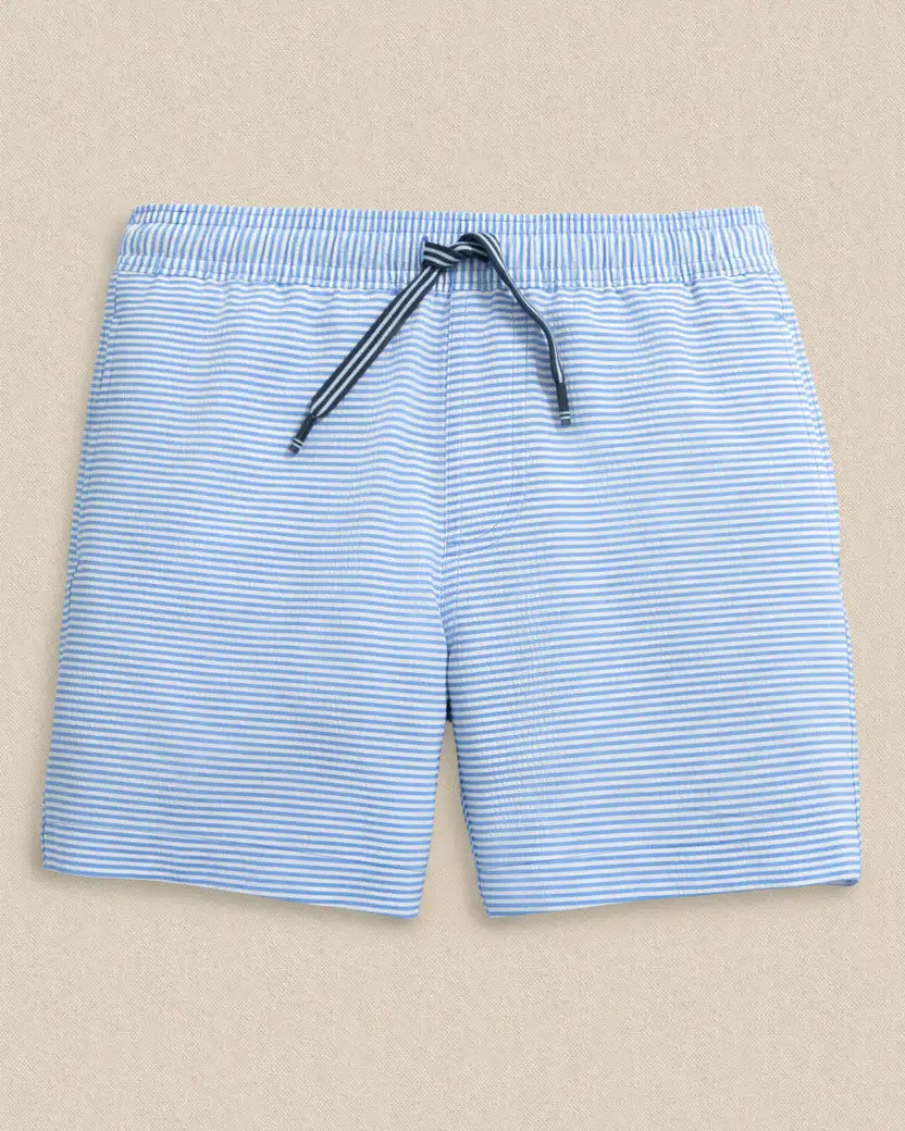Y Gulf Haven Seersucker Swim Trunk: Blue Stream - 1929 / S