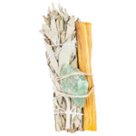 Sage Bundle W/ Gemstone And Palo Santo: Rose Quartz