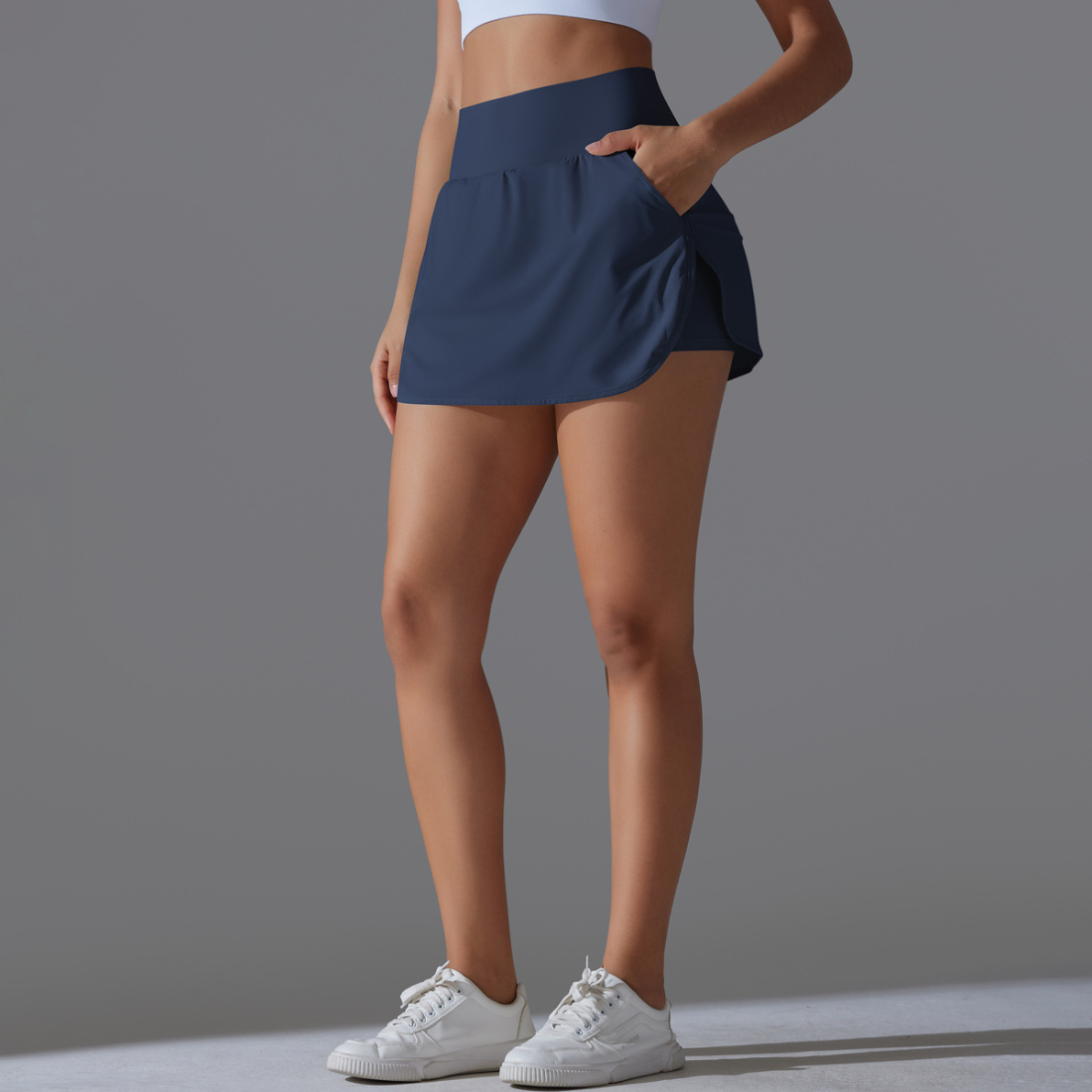 Women's Athletic Faux two-piece Quick-Dry Tennis Skirt: Navy / S