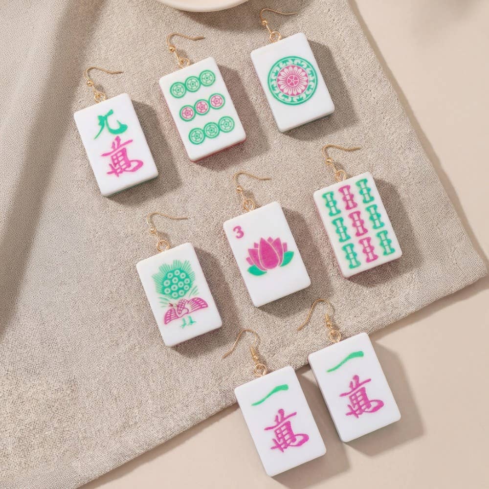 Assorted Mahjong Tile Acrylic Earrings