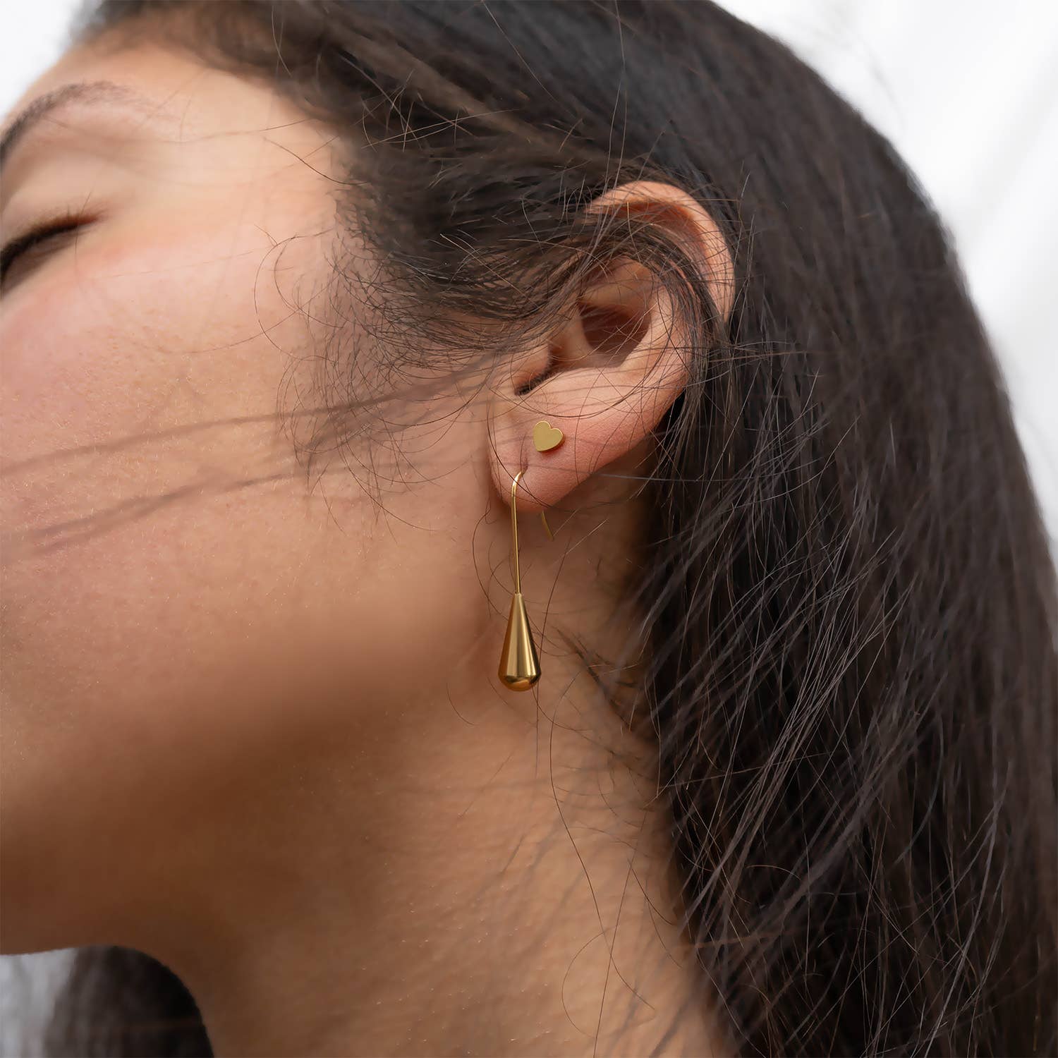 18K Gold PVD Stainless Steel Drop Earrings : Gold