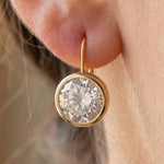 Gold Dipped Circle Cut Cz Dangle Earrings