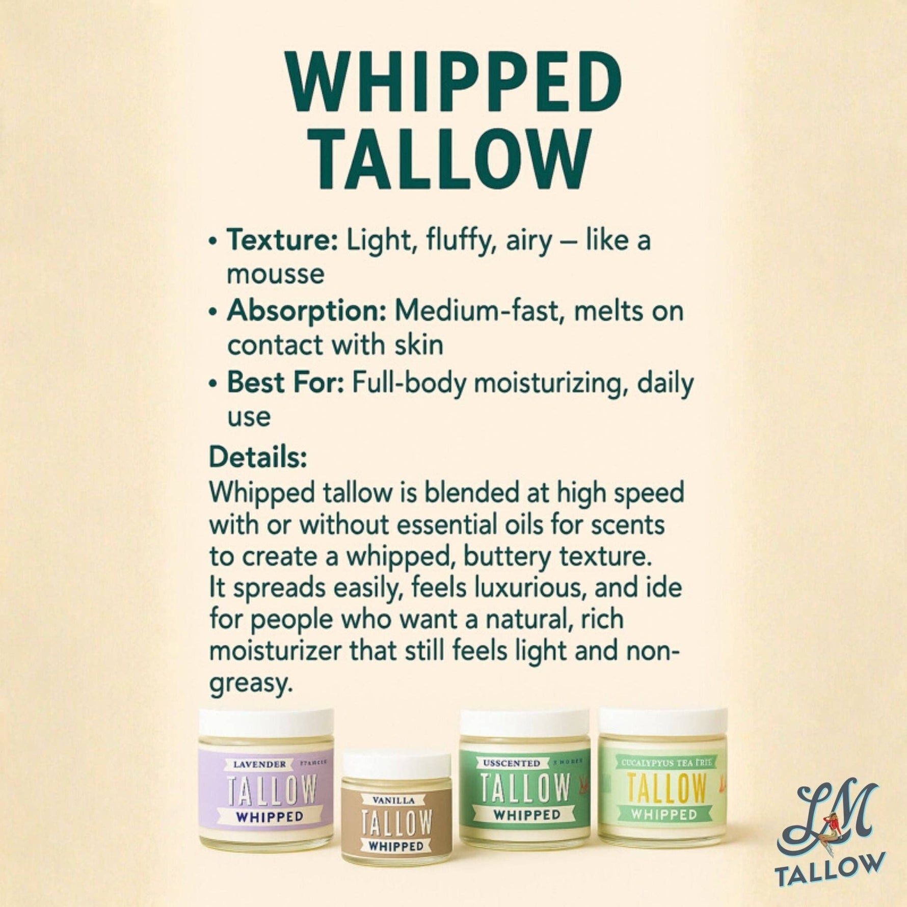 Eucalyptus Tea Tree Whipped Tallow – 120,000+ Sold | Grass-Fed Beef Tallow Skincare | Lady May Tallow: 9oz