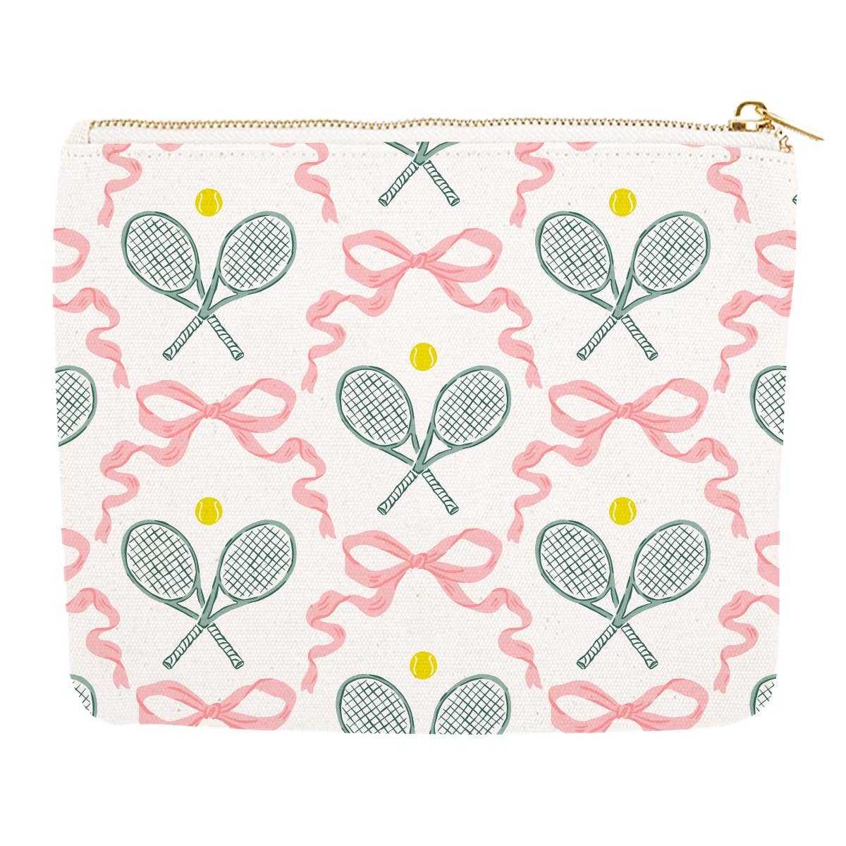Tennis Zipper Canvas Pouch | Tennis Bow Pouch