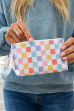 Striped Print Large Capacity Clear Makeup Bag: Red