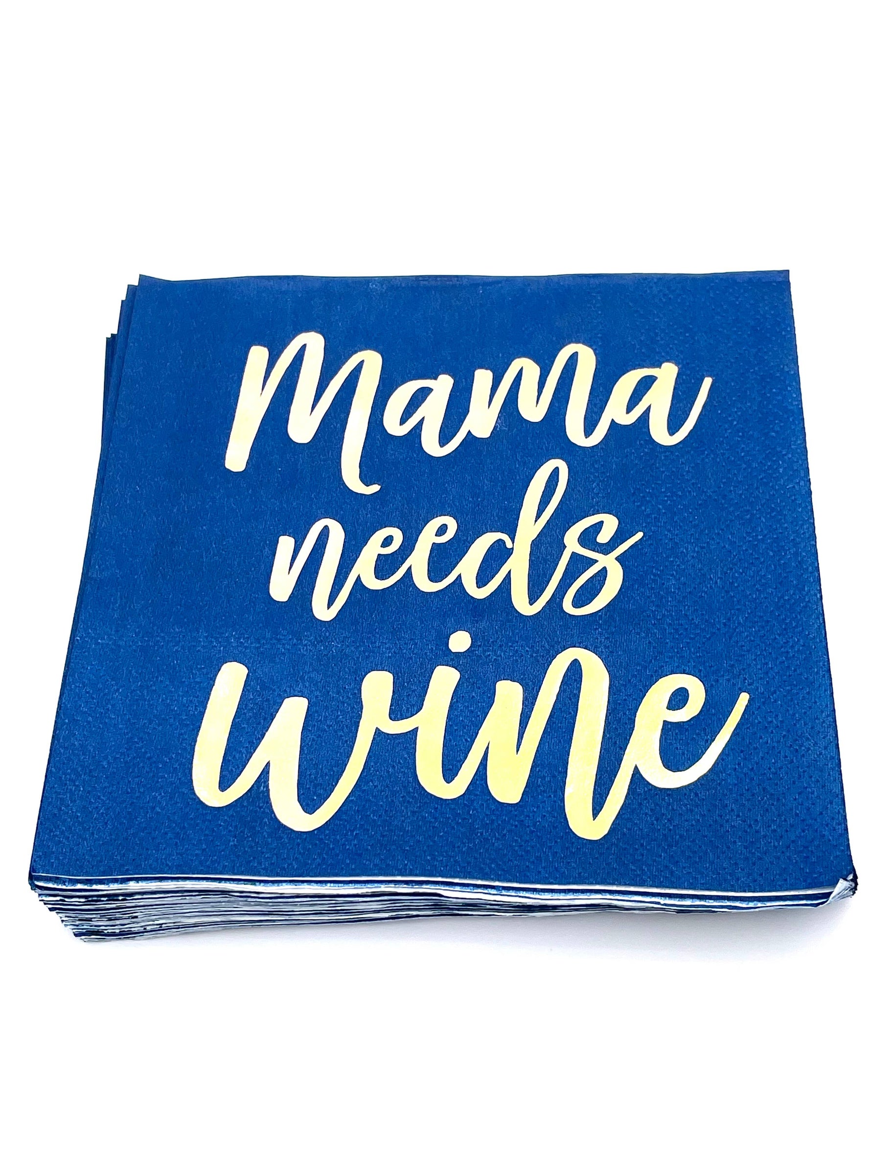 Funny Cocktail Napkins | Mama Needs Wine - Foil - 20ct