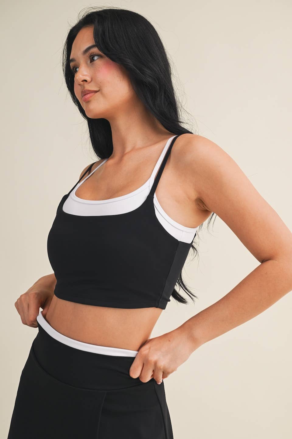 Double Layered Tank Top: Hot Pink Combo / L