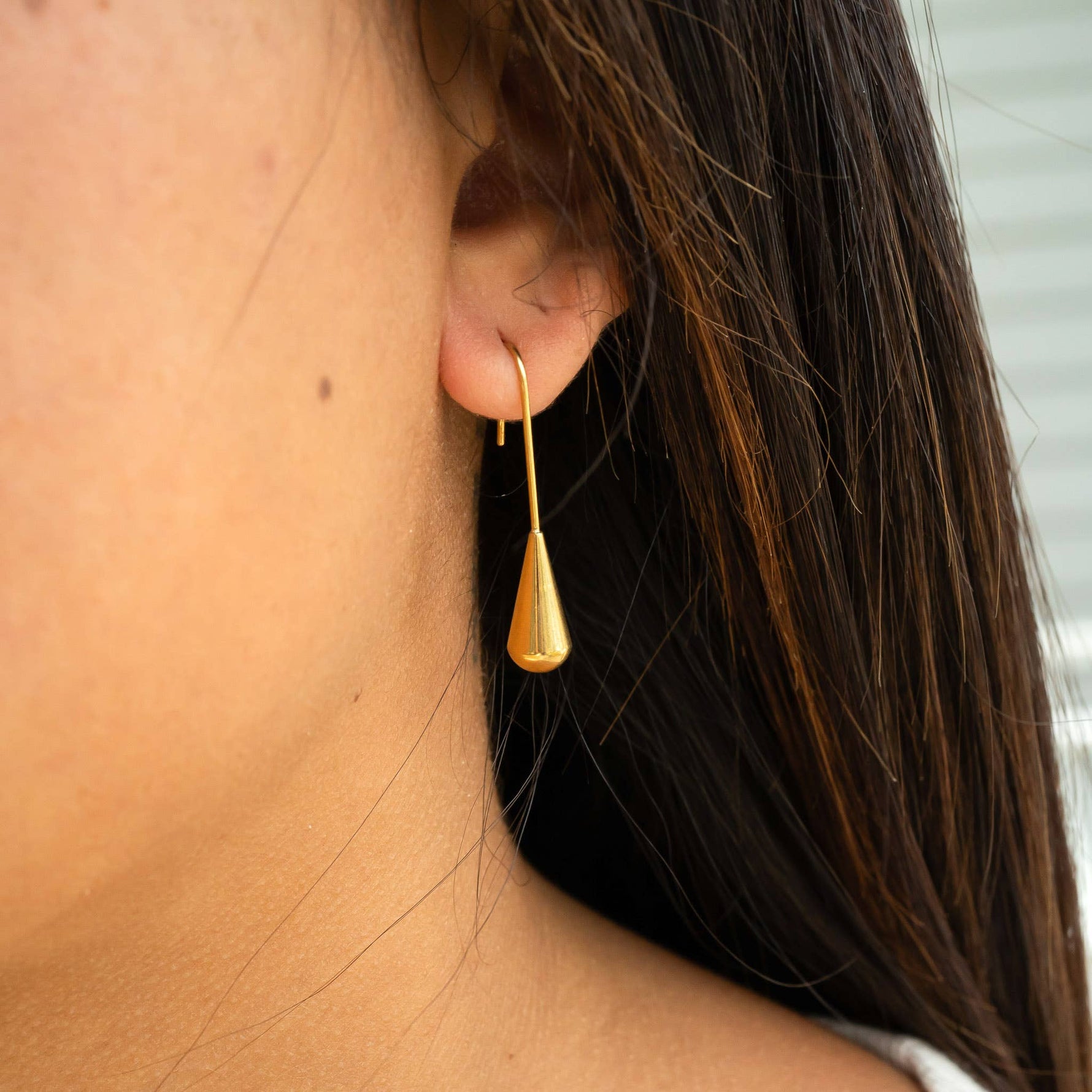 18K Gold PVD Stainless Steel Drop Earrings : Gold