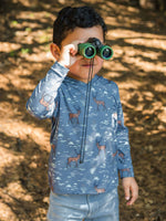 Boys Deer Antler Adventure Performance Hooded Shirt: Blue / 3T
