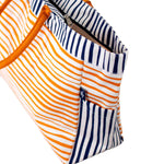 Stripe Durham Tote   White/Blue/Orange   17.5x13.5x6