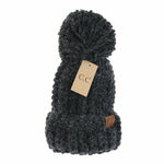 CC Chunky Knit Yarn Pom Beanie : Dk. Chocolate