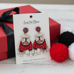 Quinn Glitter Mascot Bulldog Cutout Earrings: Bulldog A