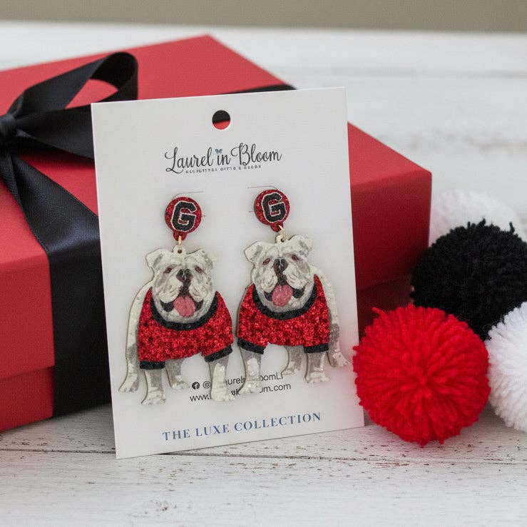 Quinn Glitter Mascot Bulldog Cutout Earrings: Bulldog A