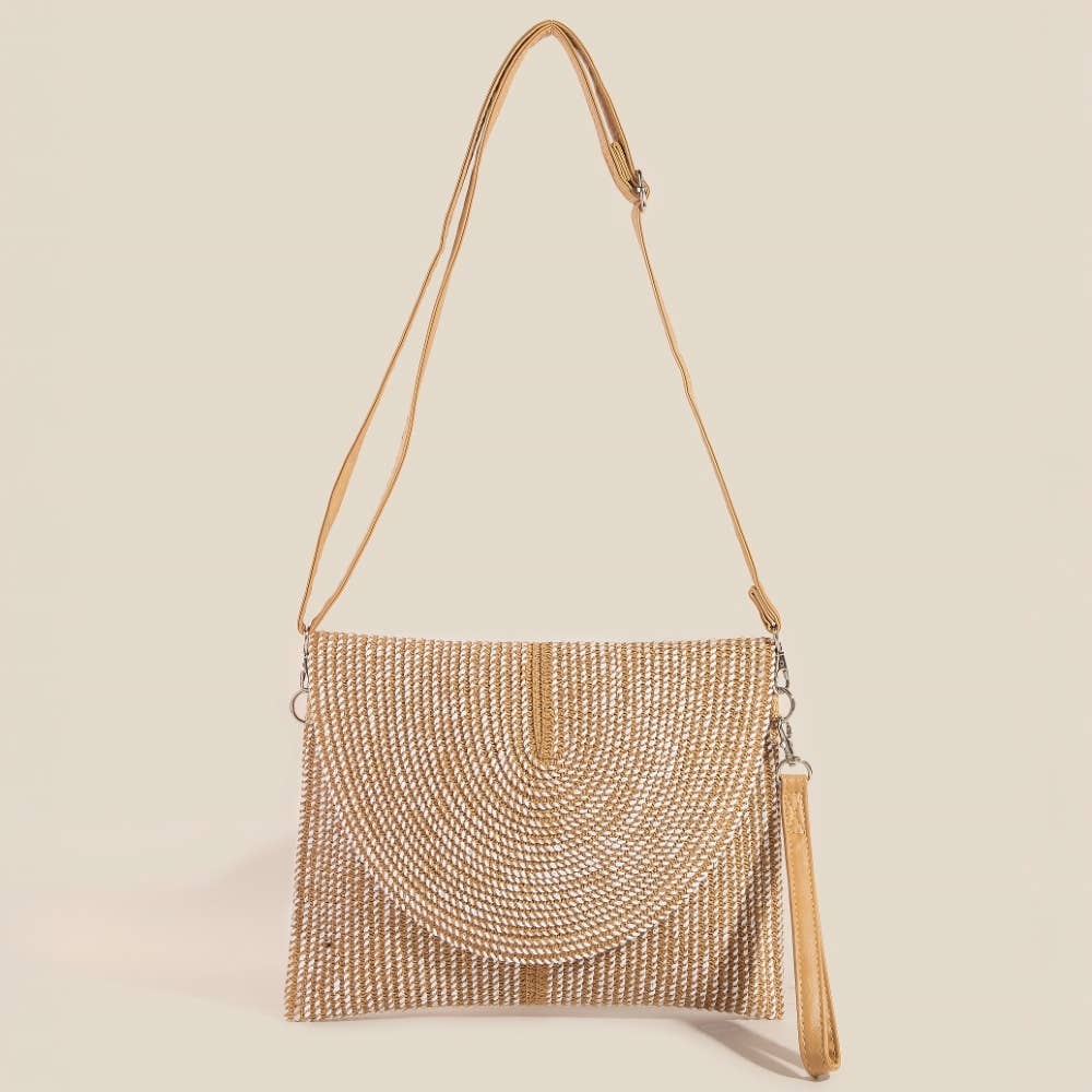 Two Tone Intricate Paper Woven Envelope Clutch Bag