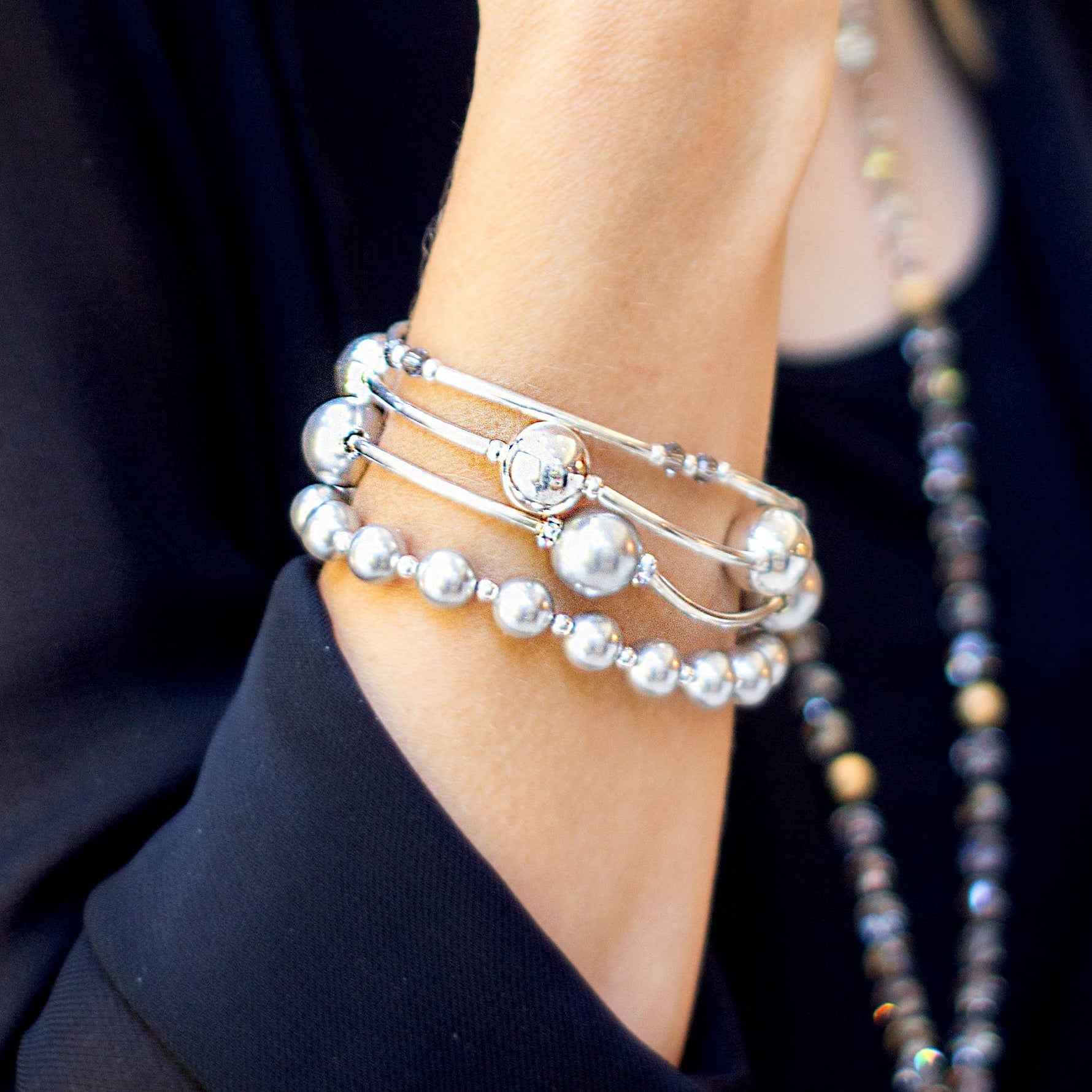 12mm All Sterling Silver Blessing Bracelet