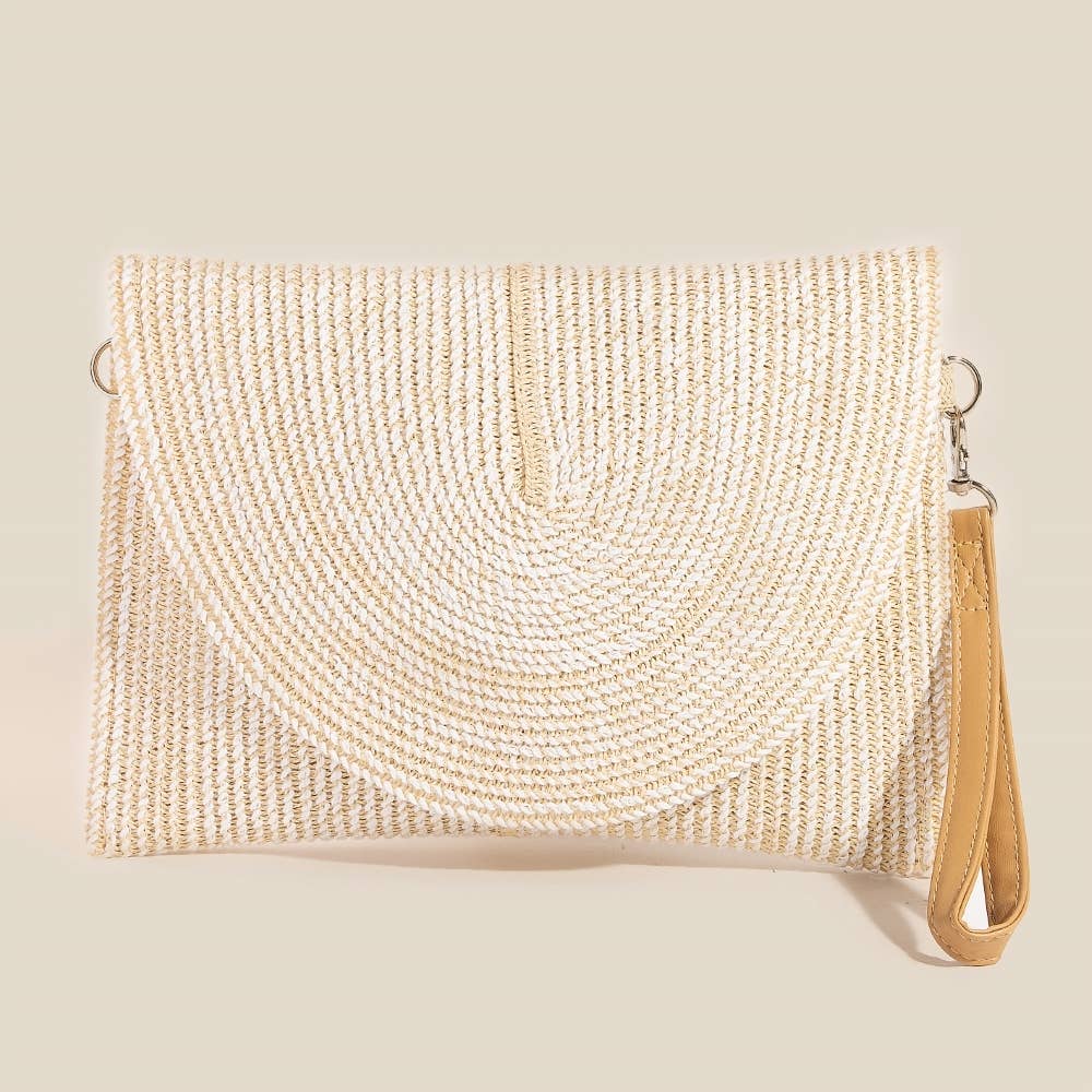 Two Tone Intricate Paper Woven Envelope Clutch Bag