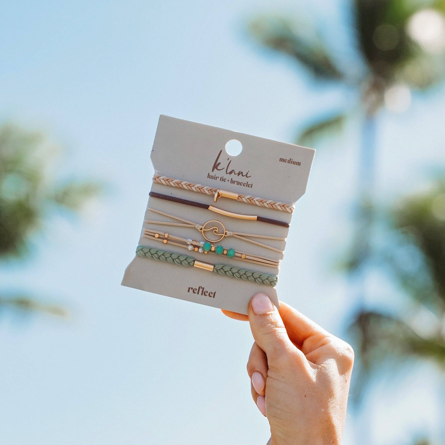 "Reflect" Gold Wave with Beachy Neutrals Hair Tie Bracelets