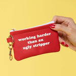 Working Harder Keyring Zip Wallet: Red / 100% Pu Leather