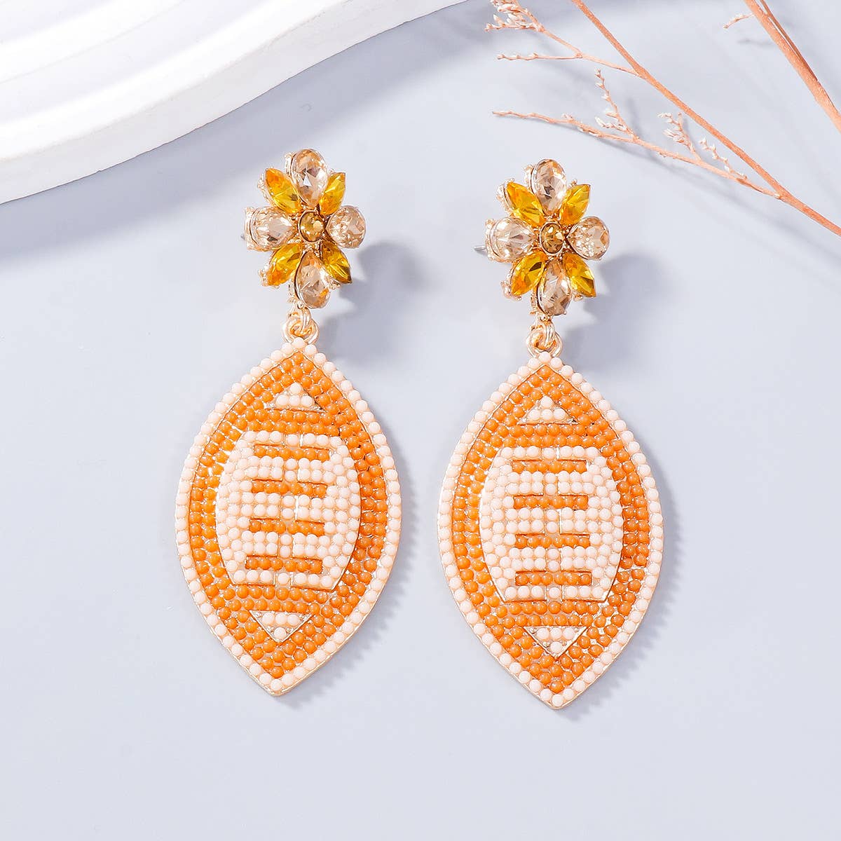 Football Rhinestones Beaded Earrings