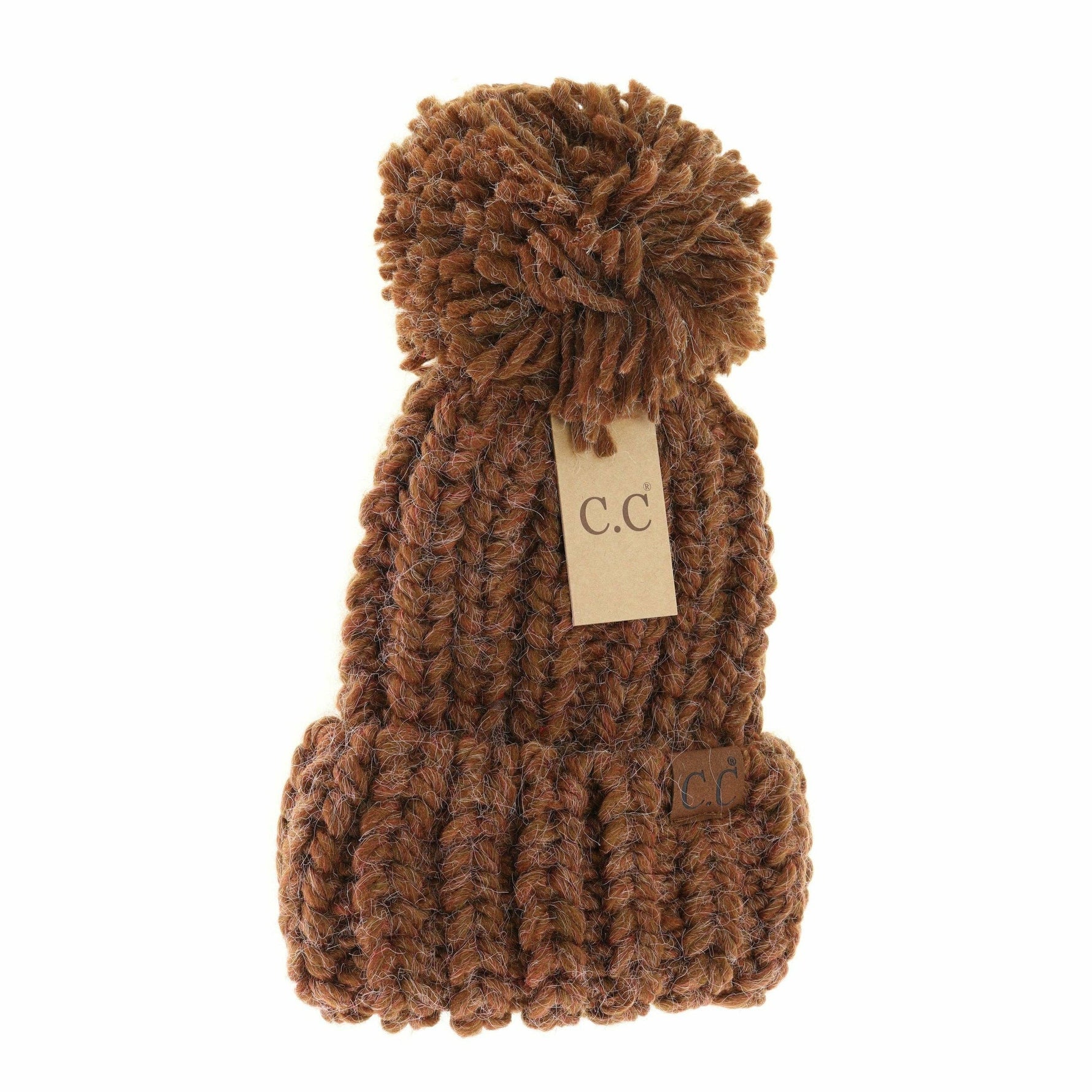 CC Chunky Knit Yarn Pom Beanie: Black