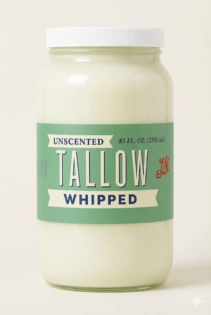 Unscented Whipped Tallow – All-Natural Moisturizer | Pure Beef Tallow Cream for Face & Body |Lady May Handmade, Preservative-Free Skincare: 9oz