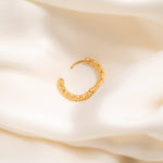 18K Gold PVD Stainless Steel Textured Huggie Hoop Earrings