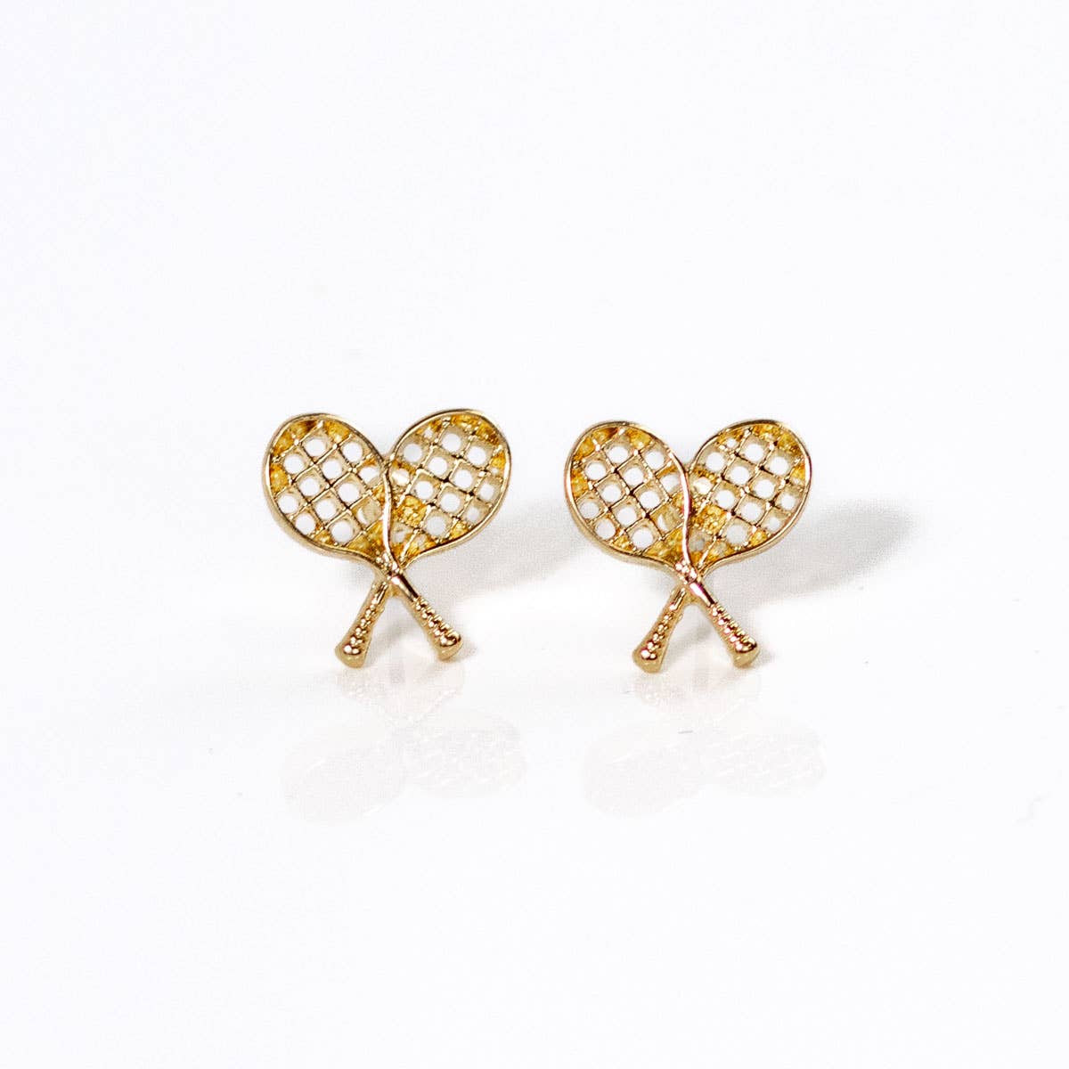 Racquet Stud Earrings   Gold   .5"