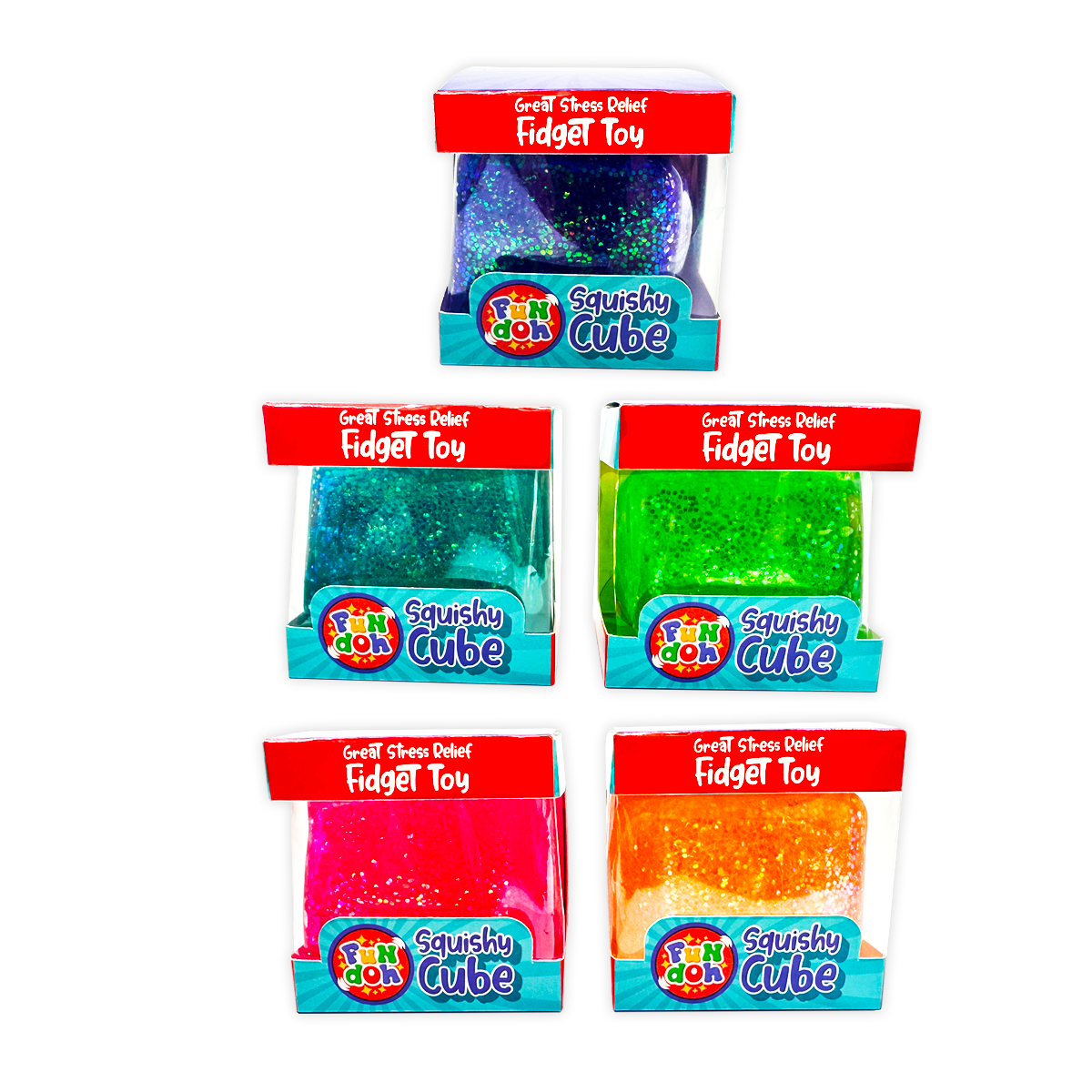 Fun Doh Squish & Squeeze Sparkle Cube Fidget Toy-