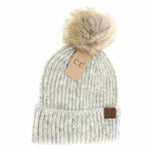 CC Soft Ribbed Fur Pom Beanie: Lemonade Multi