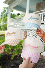 Mommin' - Striped Vintage Trucker Hat: Blue Stripe
