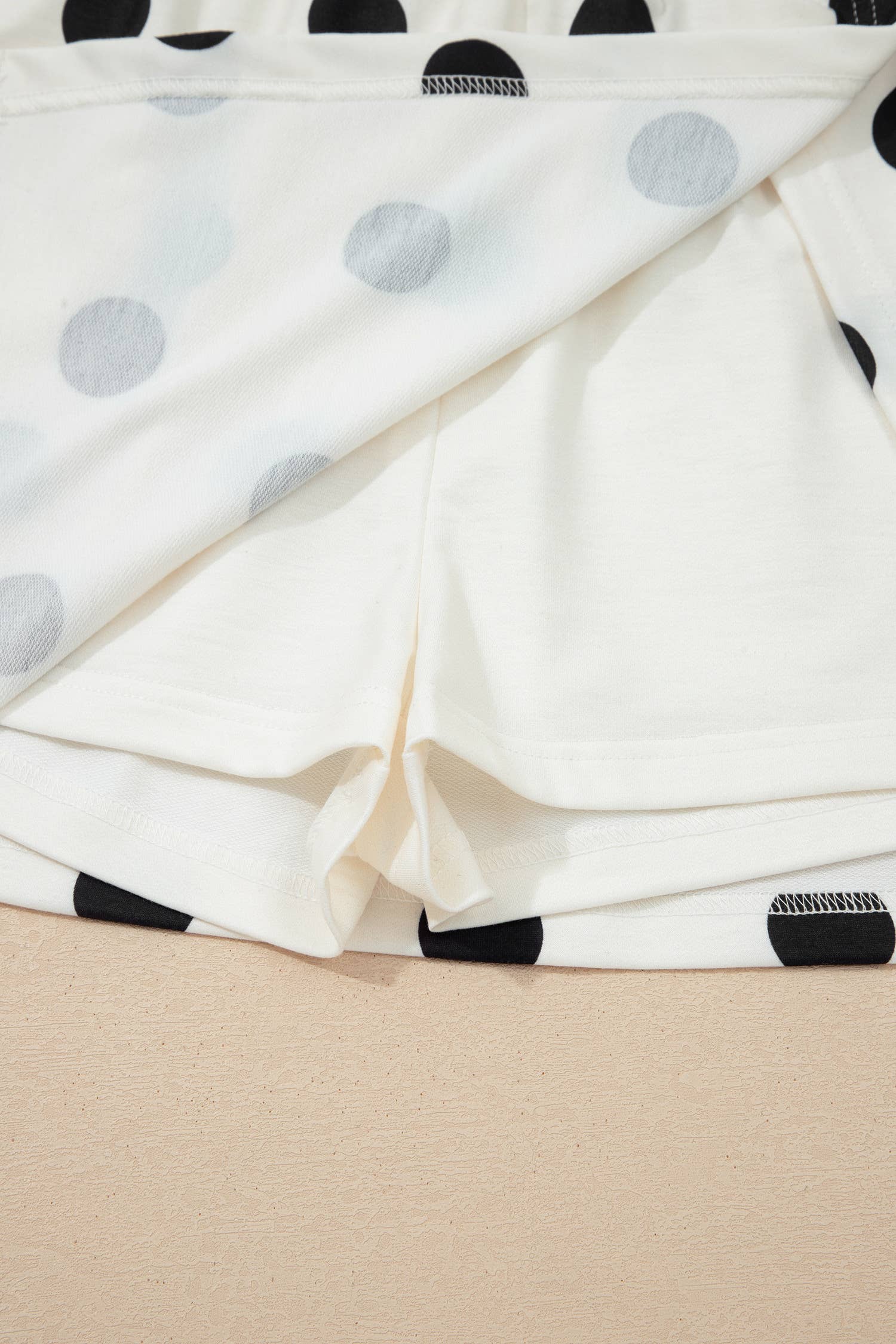 Plus Polka Dot Print Tank Split Mini Skort 2pcs Set: White / L