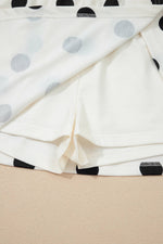 Plus Polka Dot Print Tank Split Mini Skort 2pcs Set : White / M