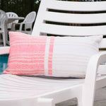 Genevieve 12X22" Handwoven Striped In/Outdoor Throw Pillow: Blue