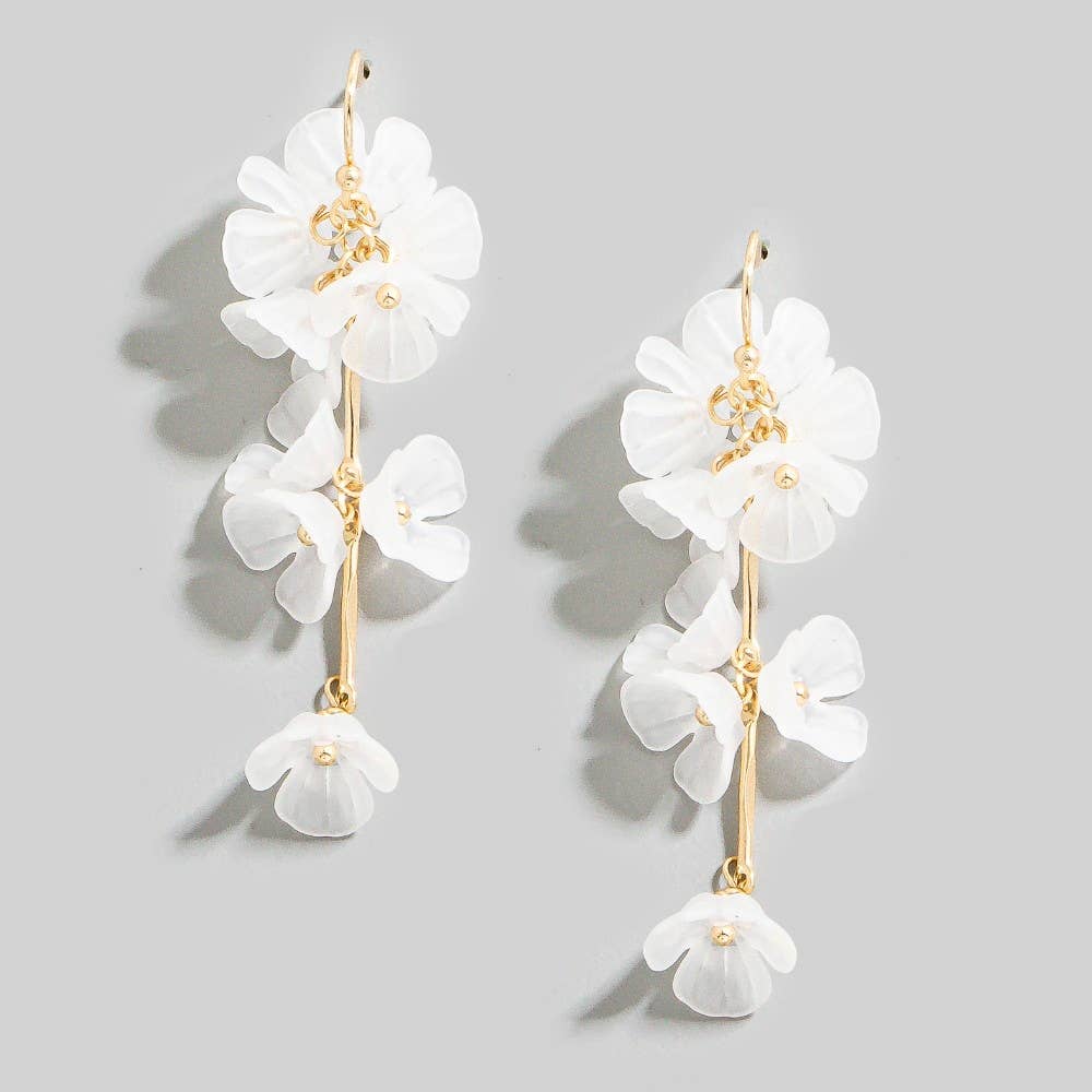 Acrylic Flower And Bars Dangle Earrings